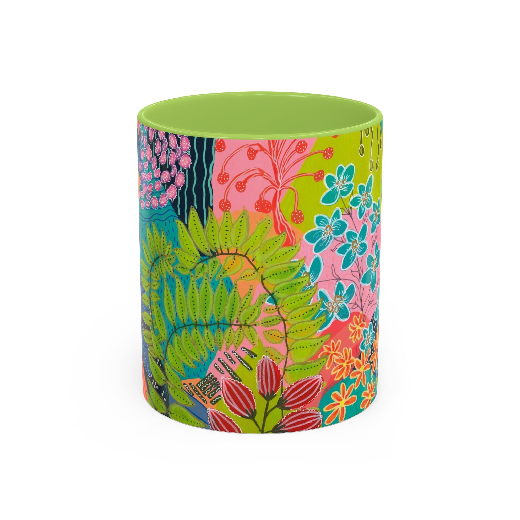 Floral Abstract Art Coffee Mug, Vibrant Botanical Ceramic Cup, Colorful Kitchen Mug