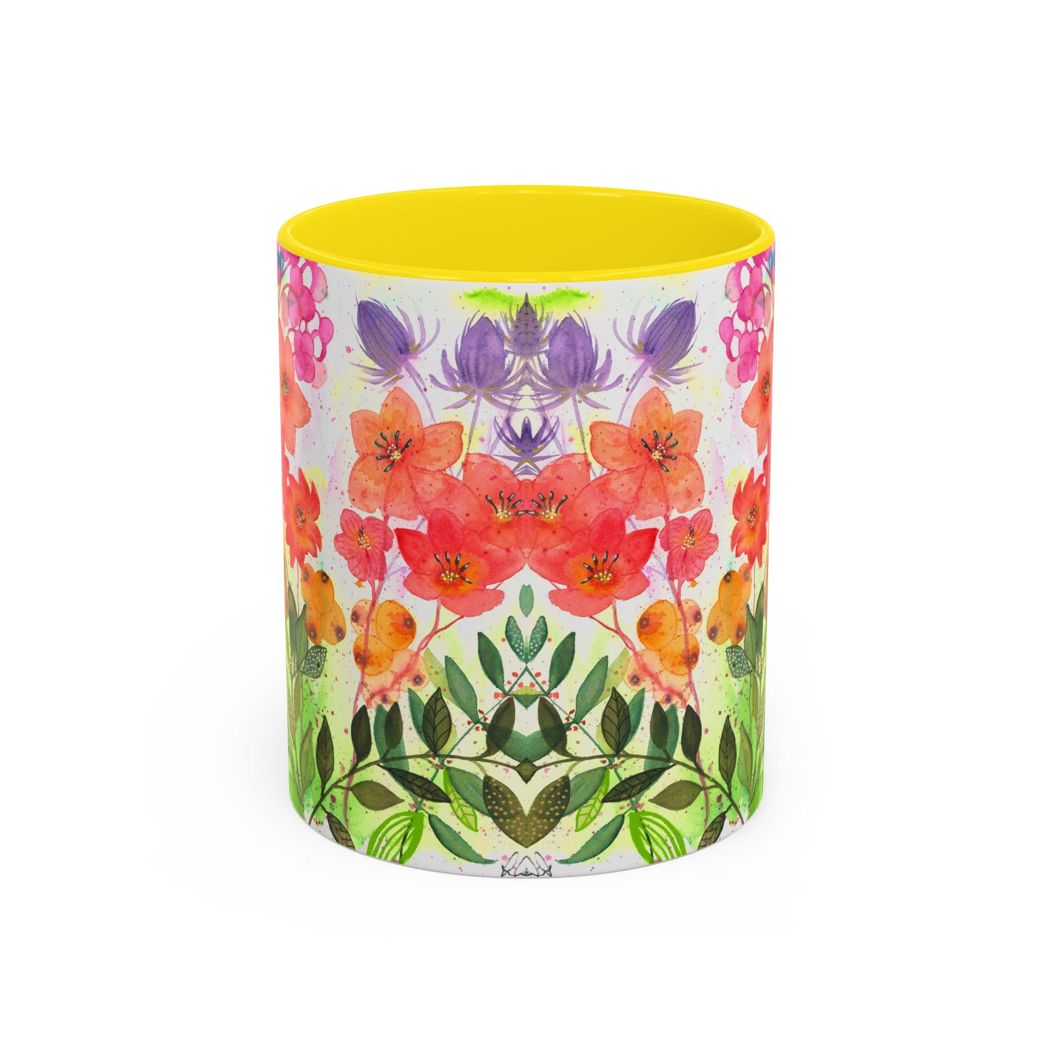 Summer Floral Coffee Mug, Watercolor Botanical Tea Cup, Bright Everyday Mug