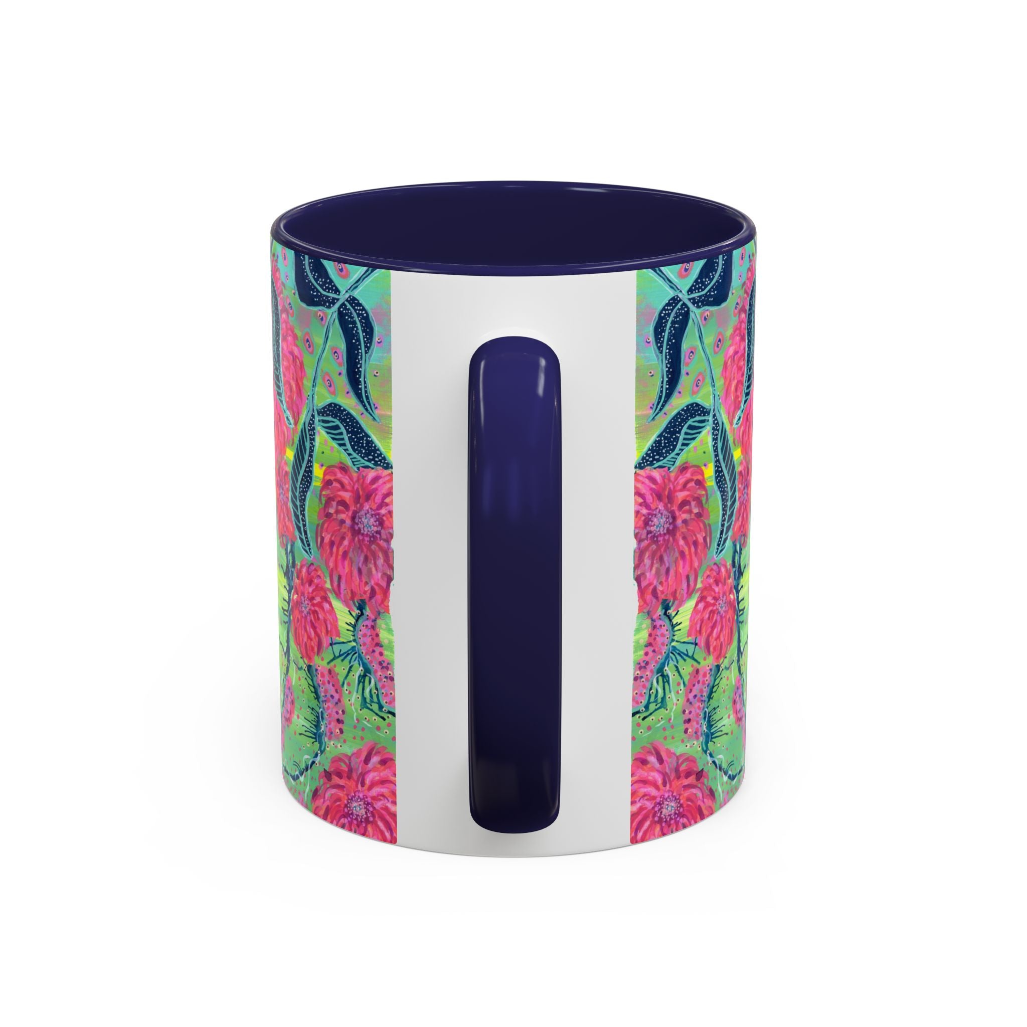 Pink Dahlia Abstract Art Mug | Floral Accent Coffee Mug (11oz)