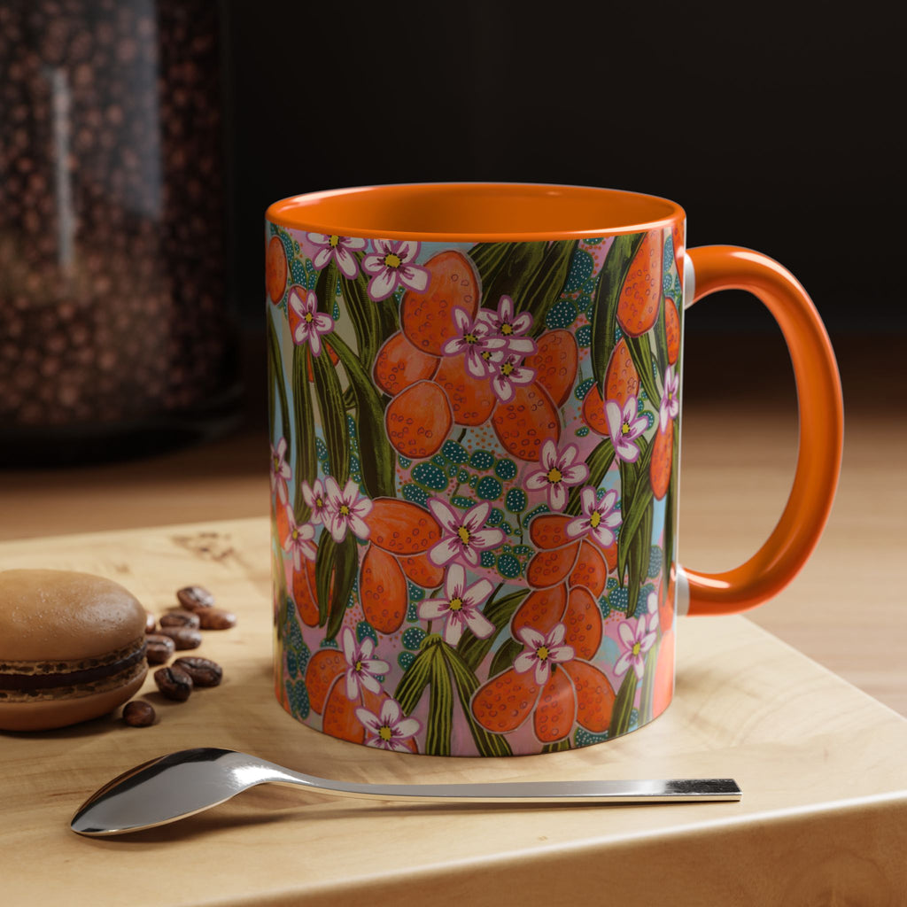 Orange Blossom Ceramic Mug - Original Abstract Botanical Art Print