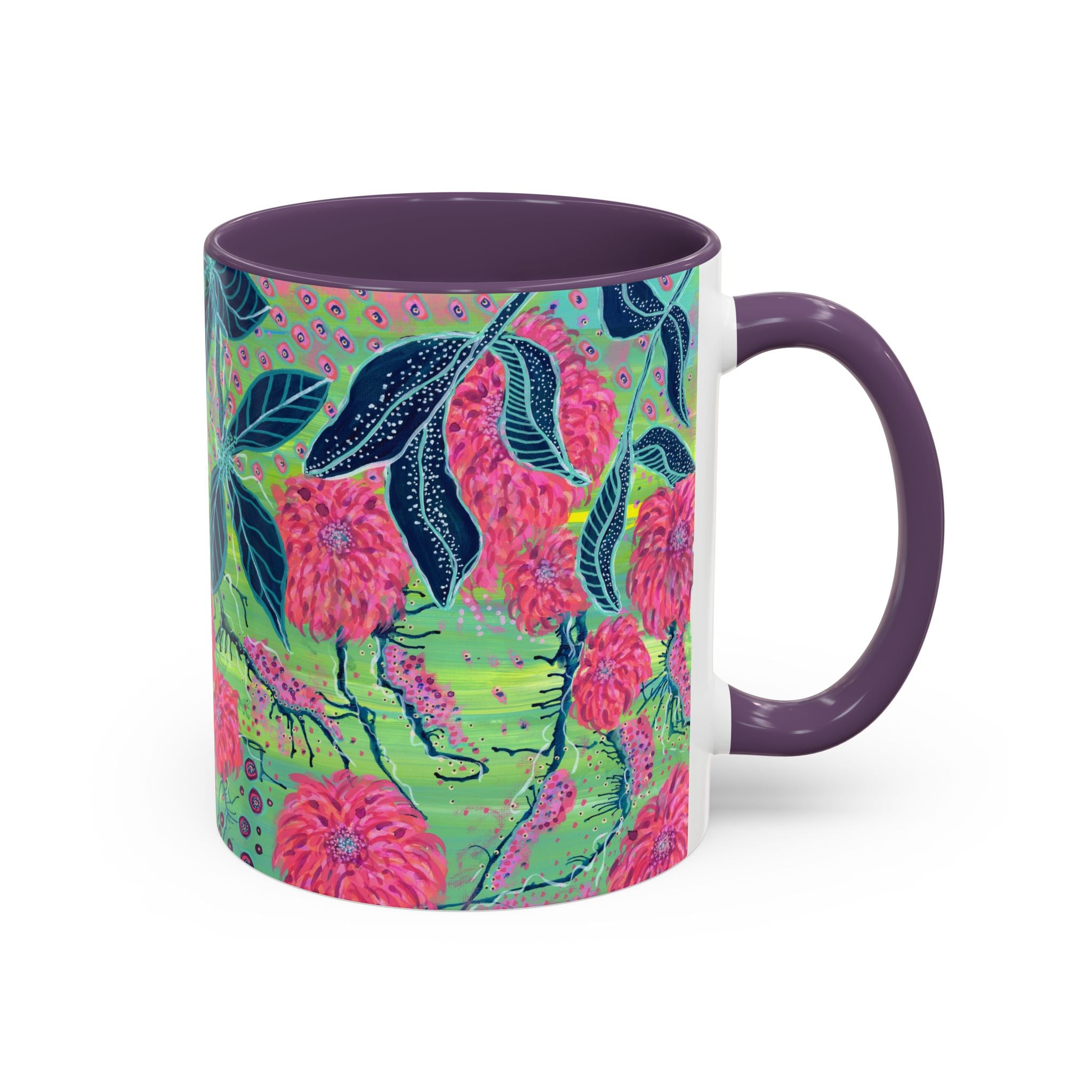 Pink Dahlia Abstract Art Mug | Floral Accent Coffee Mug (11oz)