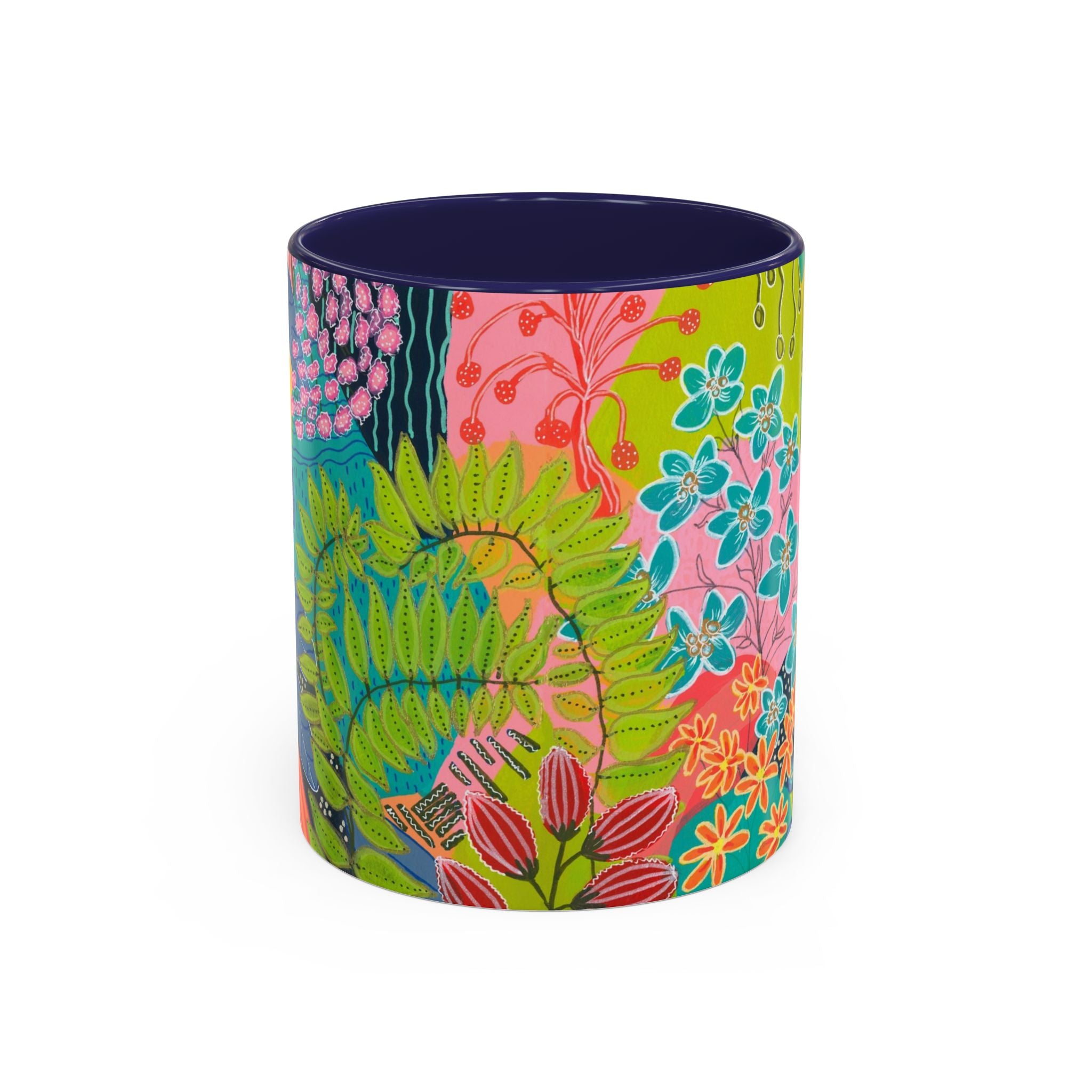 Floral Abstract Art Coffee Mug, Vibrant Botanical Ceramic Cup, Colorful Kitchen Mug