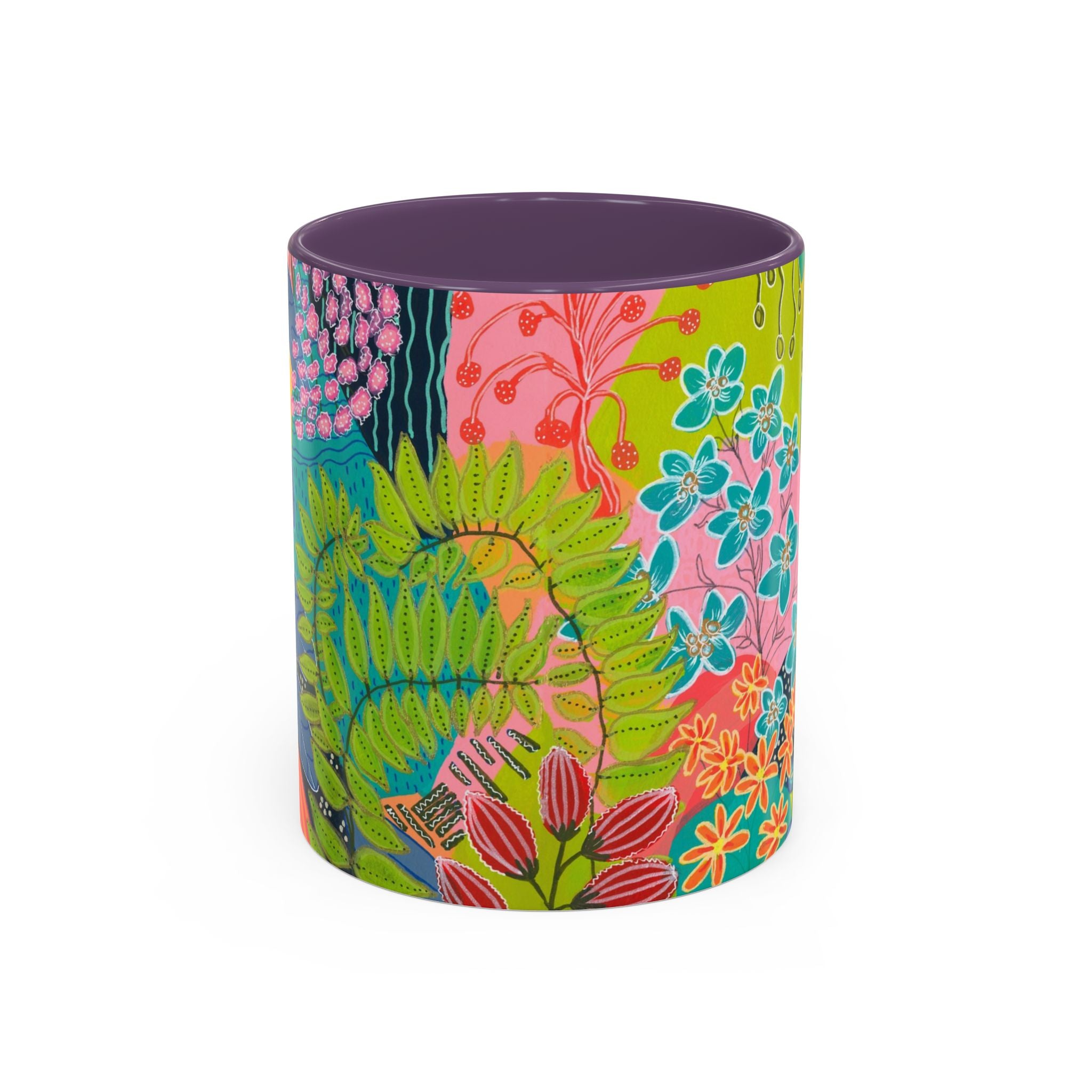 Floral Abstract Art Coffee Mug, Vibrant Botanical Ceramic Cup, Colorful Kitchen Mug