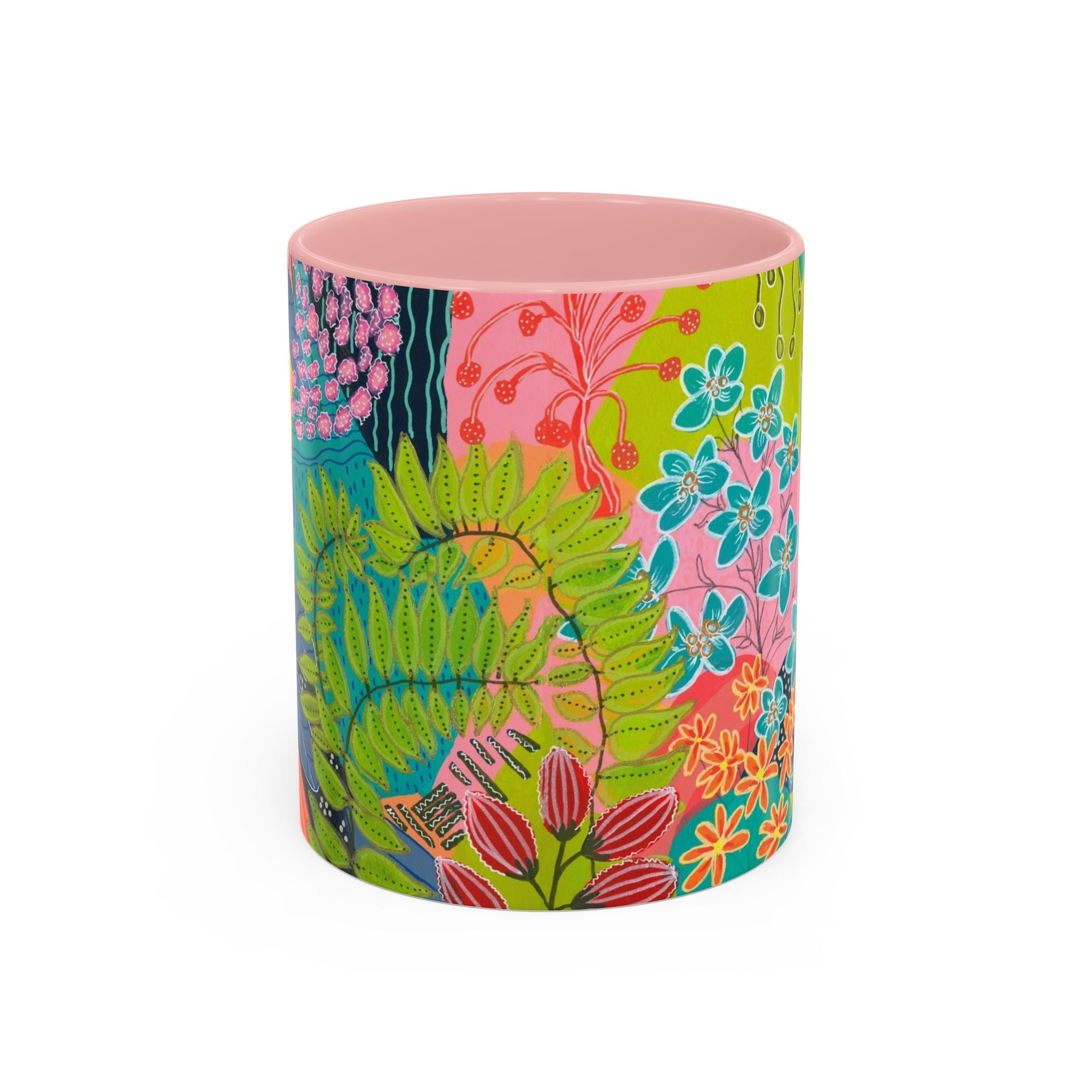 Floral Abstract Art Coffee Mug, Vibrant Botanical Ceramic Cup, Colorful Kitchen Mug