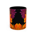 Ember Bloom Ceramic Mug - Orange Purple Dahlia Abstract Art Print