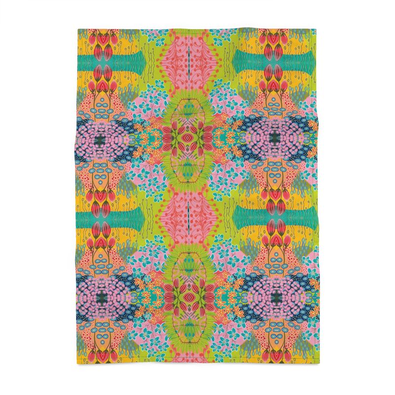 Summer Awakening Geometric Large Tea Towel - Original Botanical Kitchen Linen UK Made