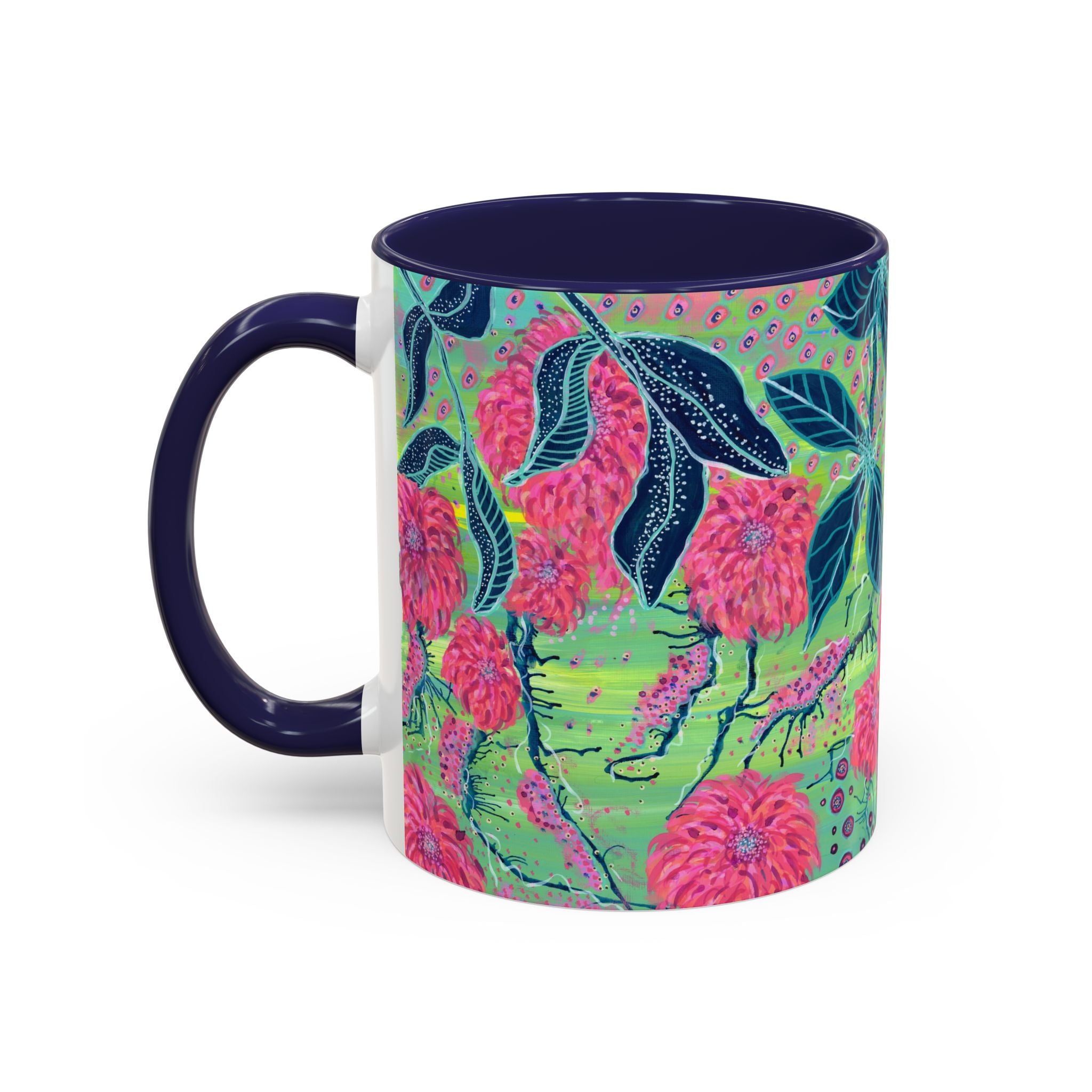 Pink Dahlia Abstract Art Mug | Floral Accent Coffee Mug (11oz)