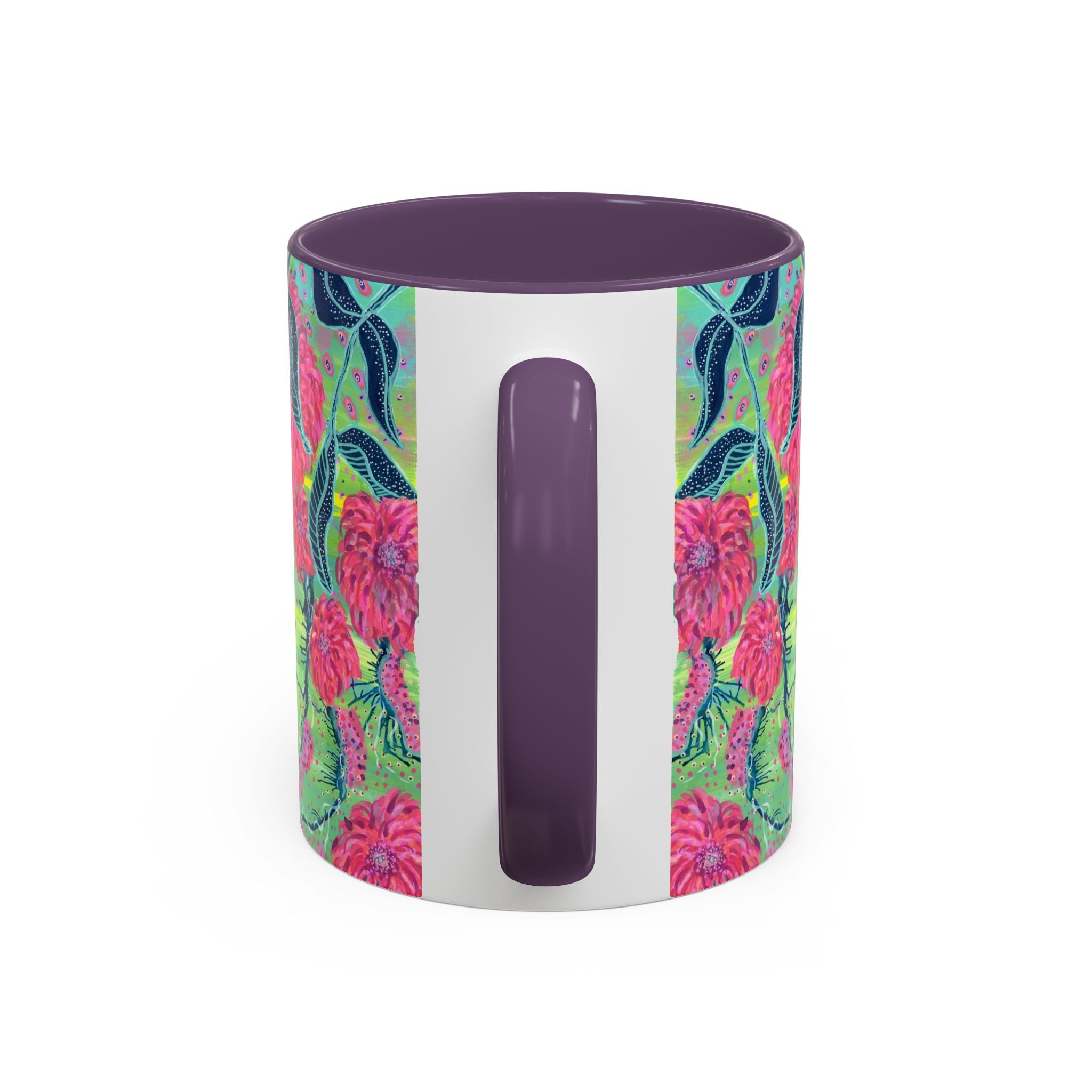 Pink Dahlia Abstract Art Mug | Floral Accent Coffee Mug (11oz)