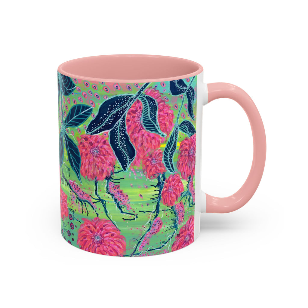 Pink Dahlia Abstract Art Mug | Floral Accent Coffee Mug (11oz)