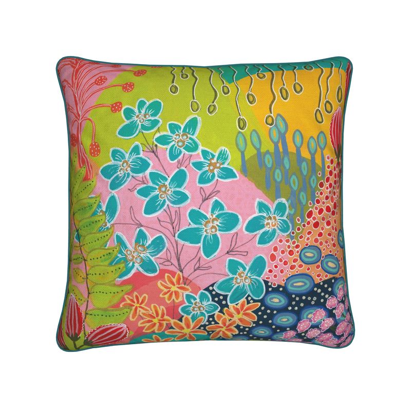 Summer Awakening Cushion Cover | Botanical Print | Cotton Linen | UK Made