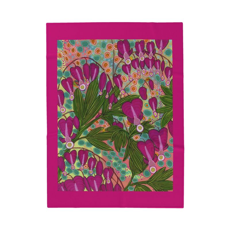 Bleeding Hearts Fleece Blanket Queen - Original Botanical Art Print UK