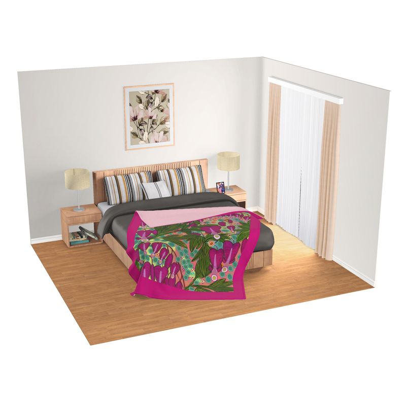 Bleeding Hearts Fleece Blanket Queen - Original Botanical Art Print UK