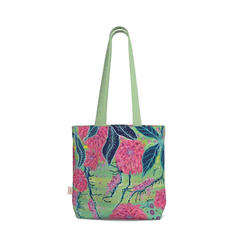 Everyday Tote Bag - Green and Pink Floral