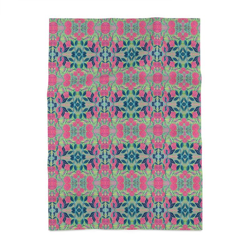 Radiant Dahlia Geometric Large Tea Towel - Original Botanical Kitchen Linen UK Made