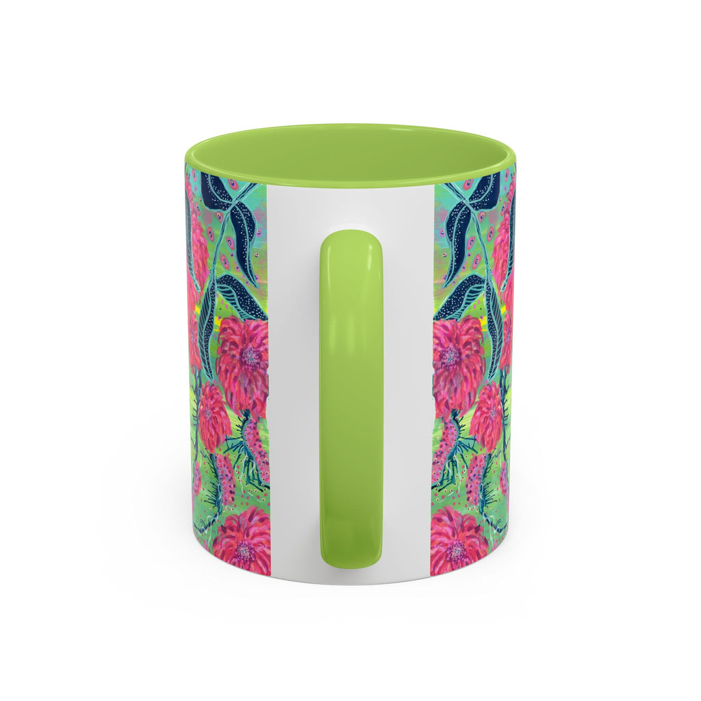 Pink Dahlia Abstract Art Mug | Floral Accent Coffee Mug (11oz)