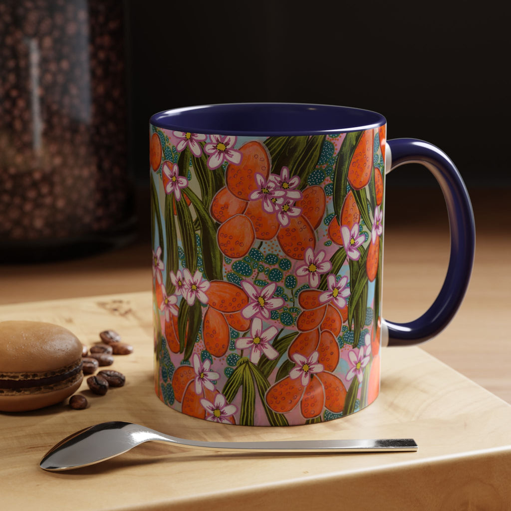 Orange Blossom Ceramic Mug - Original Abstract Botanical Art Print
