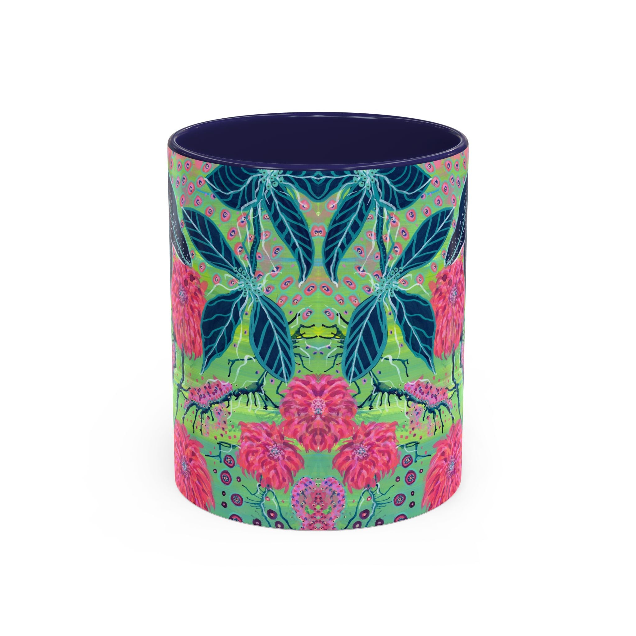 Pink Dahlia Abstract Art Mug | Floral Accent Coffee Mug (11oz)