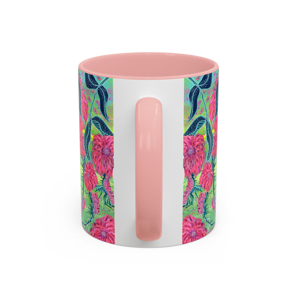 Pink Dahlia Abstract Art Mug | Floral Accent Coffee Mug (11oz)