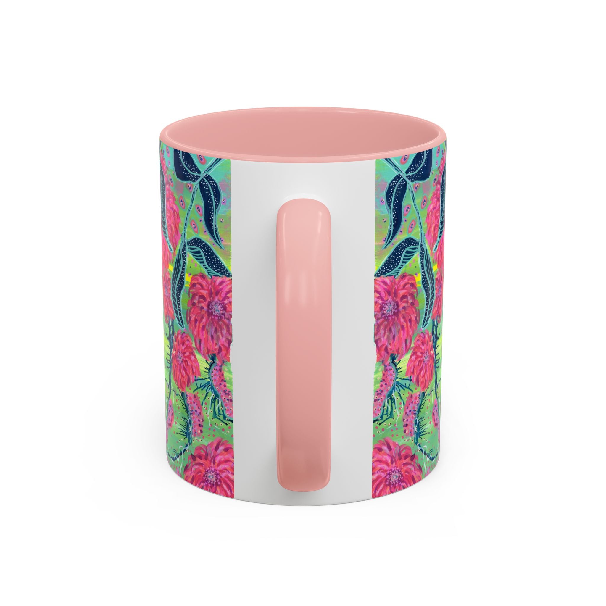 Pink Dahlia Abstract Art Mug | Floral Accent Coffee Mug (11oz)