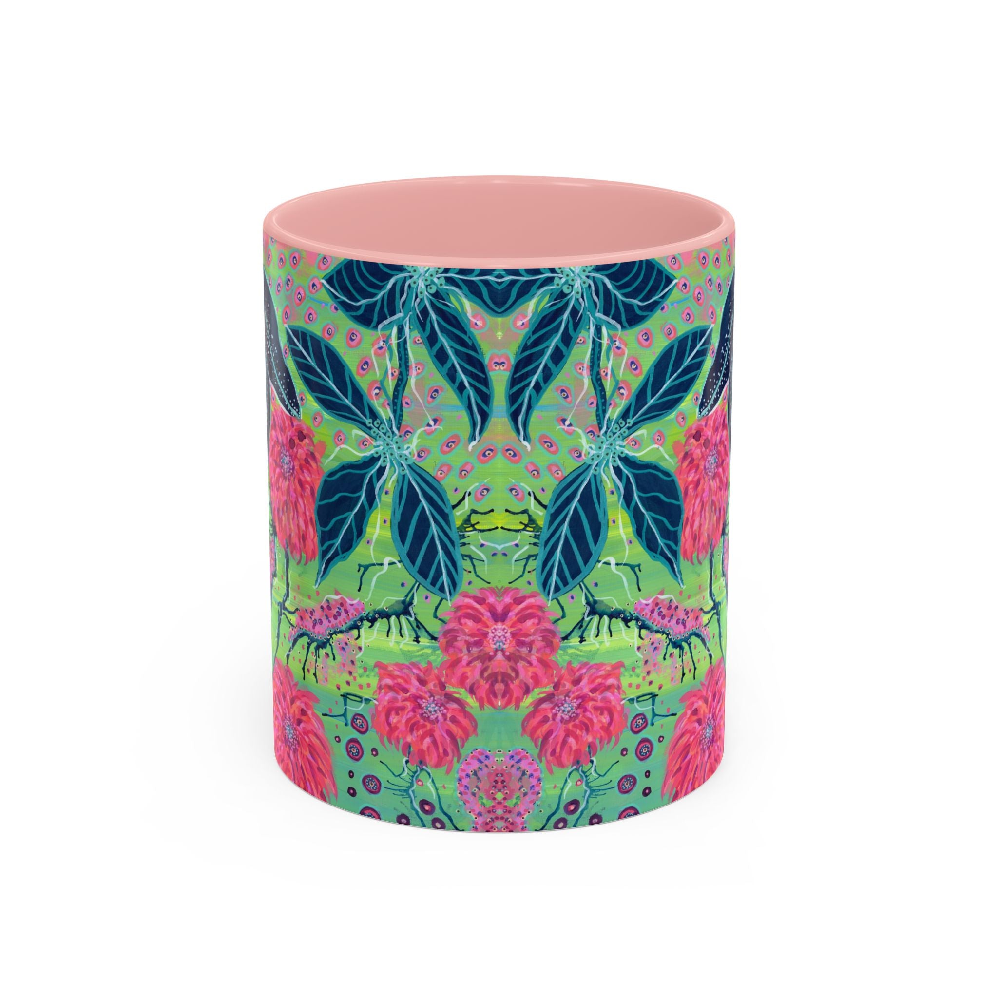 Pink Dahlia Abstract Art Mug | Floral Accent Coffee Mug (11oz)