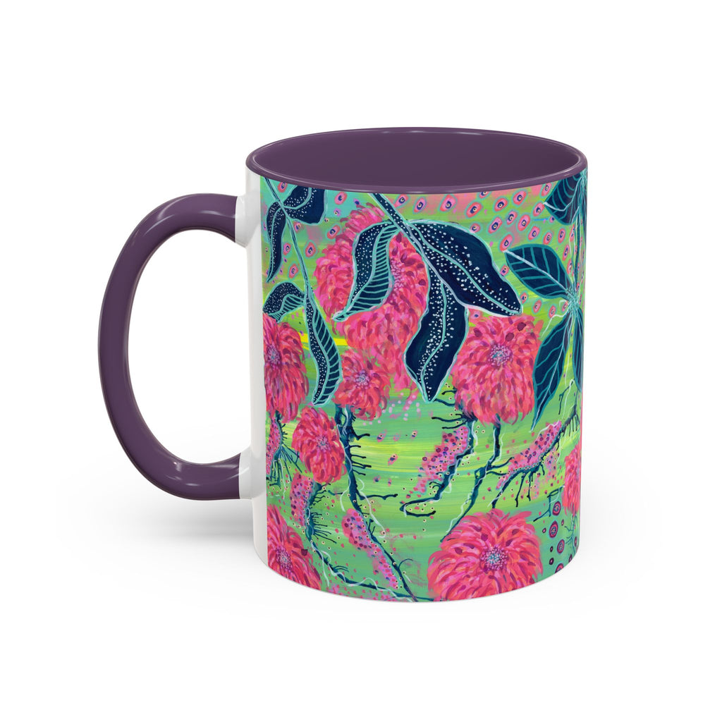 Pink Dahlia Abstract Art Mug | Floral Accent Coffee Mug (11oz)