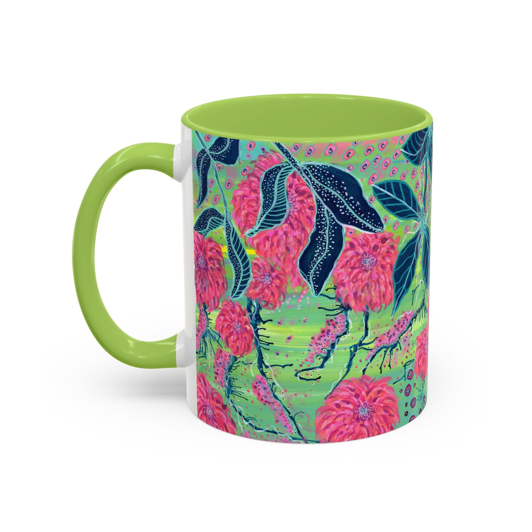 Pink Dahlia Abstract Art Mug | Floral Accent Coffee Mug (11oz)
