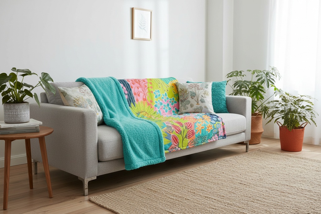 Blanket - Summer Awakening Abstract Art (Bright Turquoise)