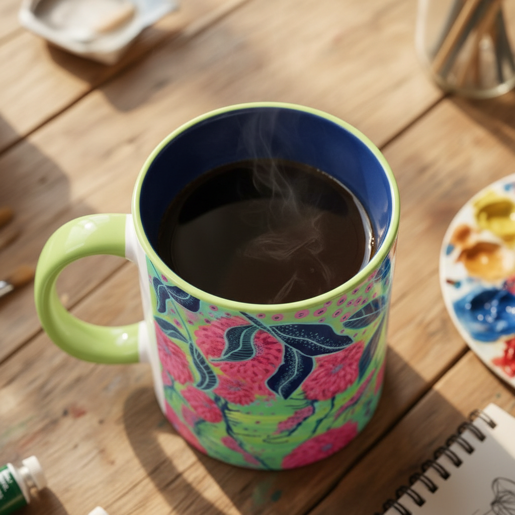 Close-up detail of blue interior from above