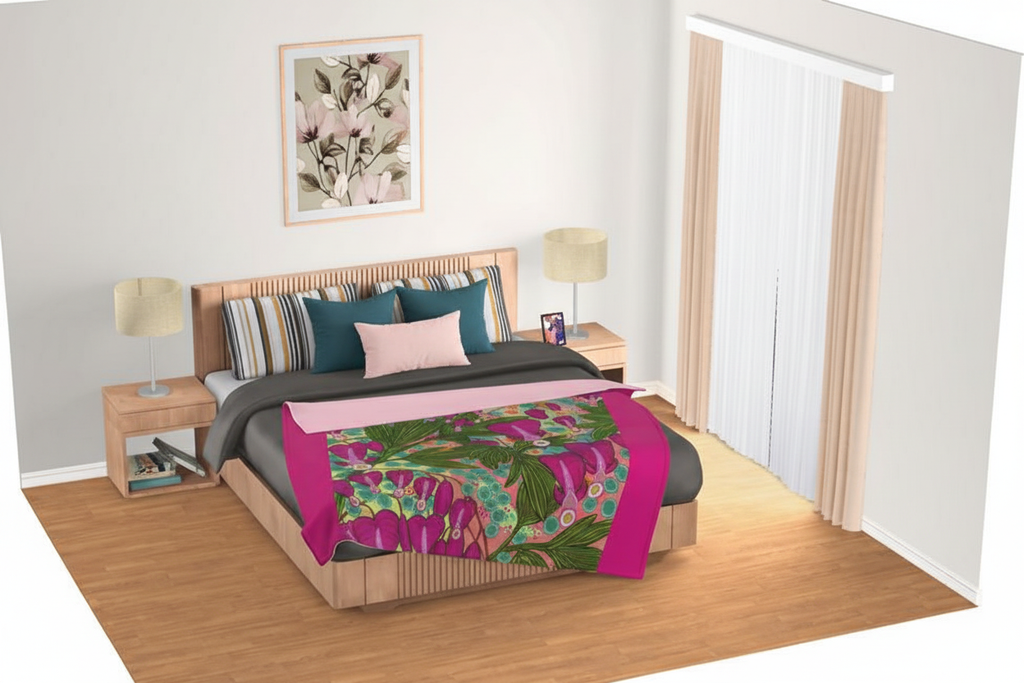 Bleeding Hearts Fleece Blanket Double - Original Botanical Art Print UK