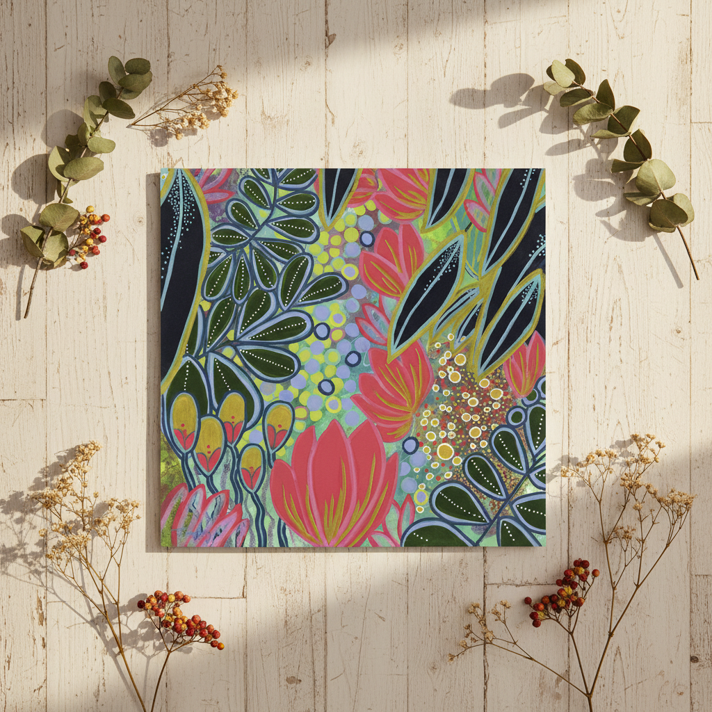 Electric Bloom Botanical Art Print | Large Format Wall Art | 60cm Fine Art Print