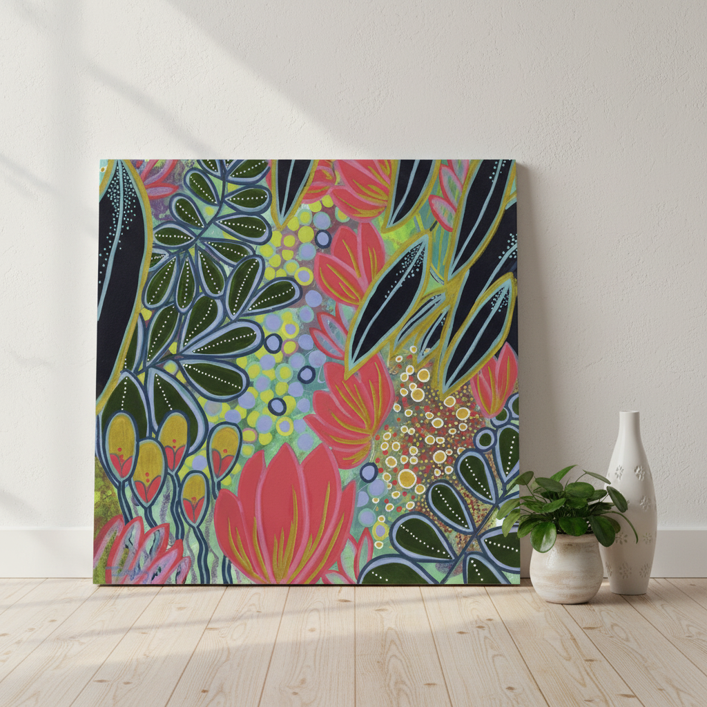 Electric Bloom Botanical Art Print | Large Format Wall Art | 60cm Fine Art Print