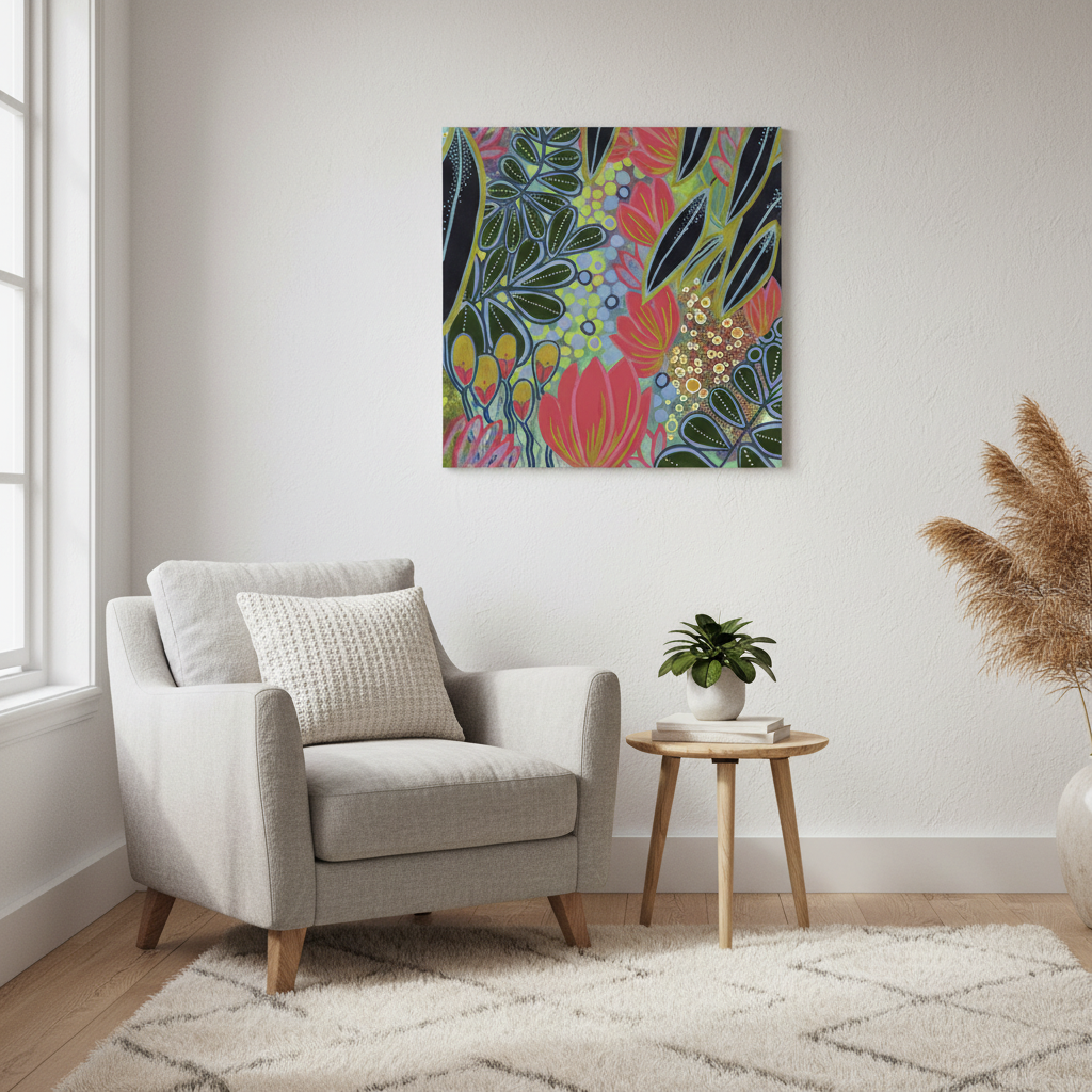 Electric Bloom Botanical Art Print | Large Format Wall Art | 60cm Fine Art Print