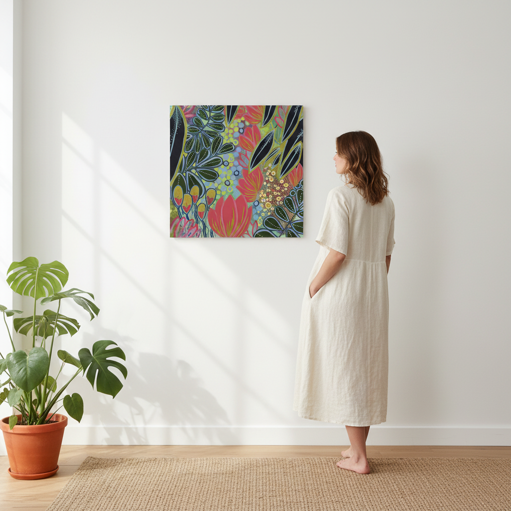 Electric Bloom Botanical Art Print | Large Format Wall Art | 60cm Fine Art Print