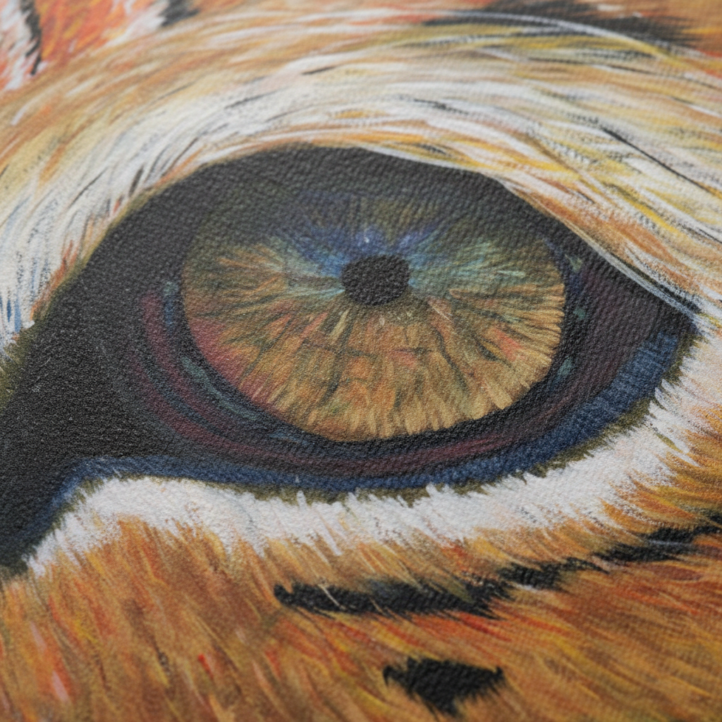 Extreme close-up showing print detail