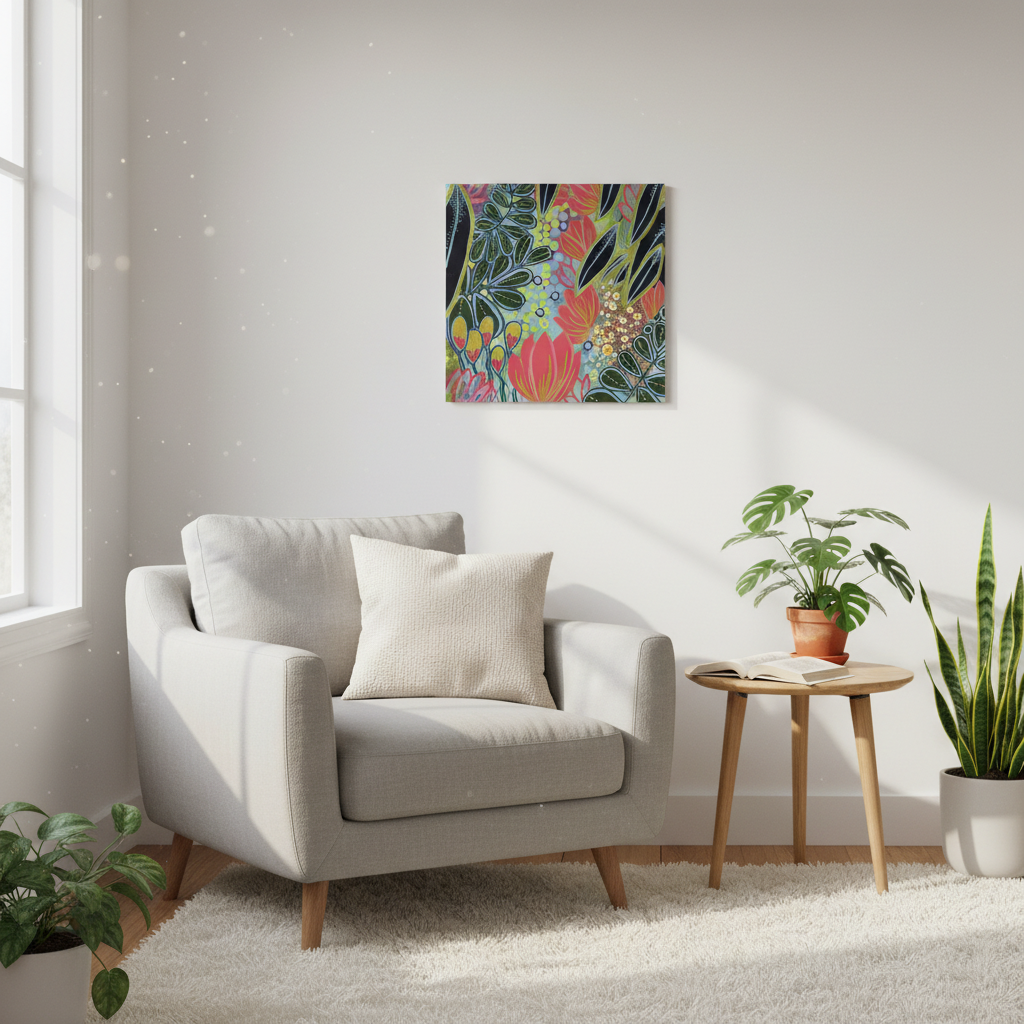 Electric Bloom Botanical Art Print | Small Format Wall Art | 40cm Fine Art Print