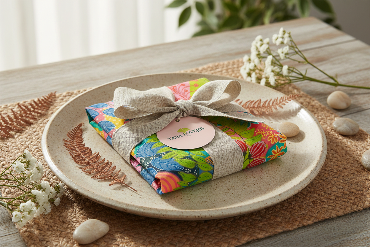 Summer Awakening Tea Towel | Botanical Kitchen Cotton Linen | UK Made