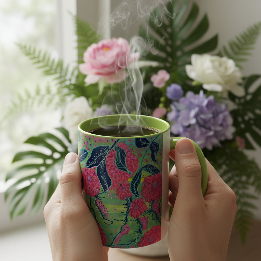 Hands holding your mug with coffee