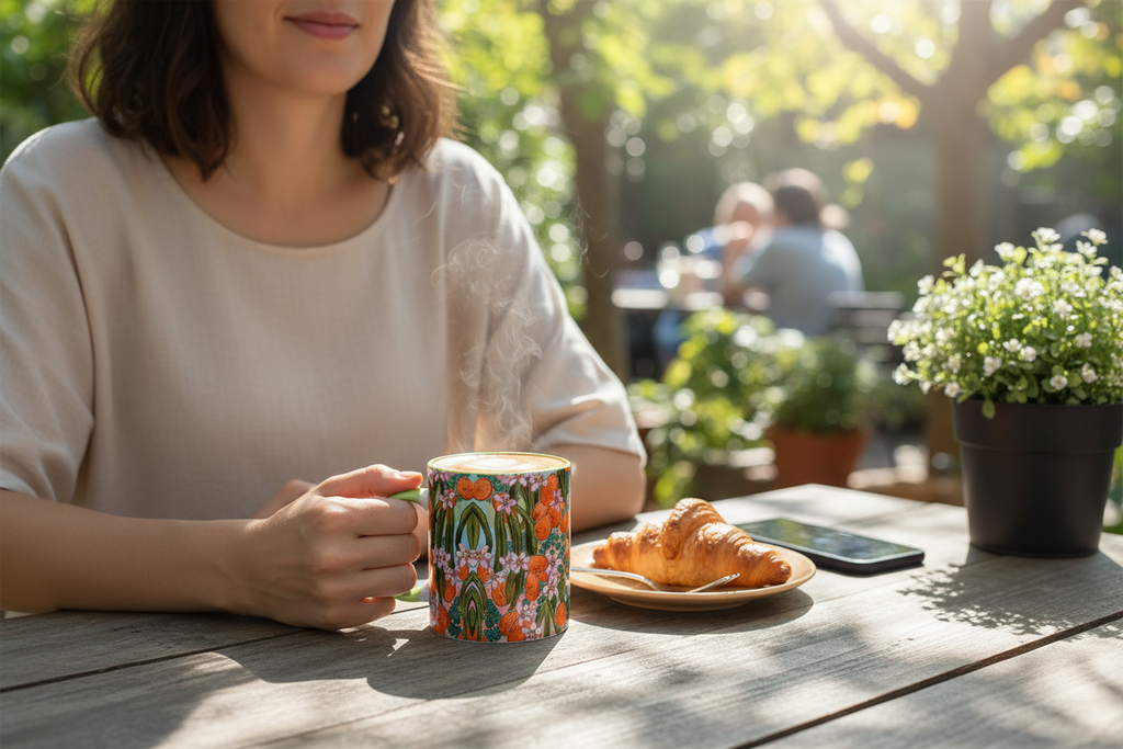 Hispanic woman at cafe
