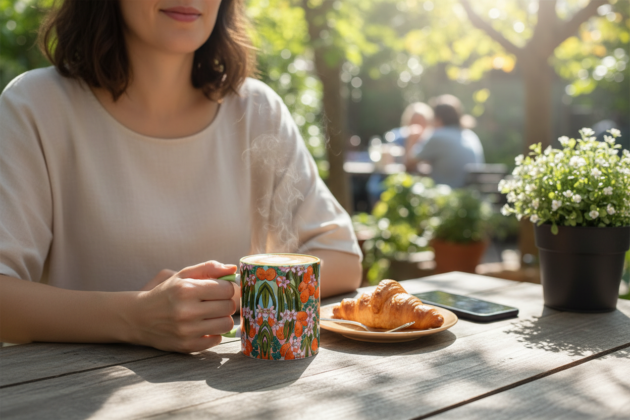 Hispanic woman at cafe