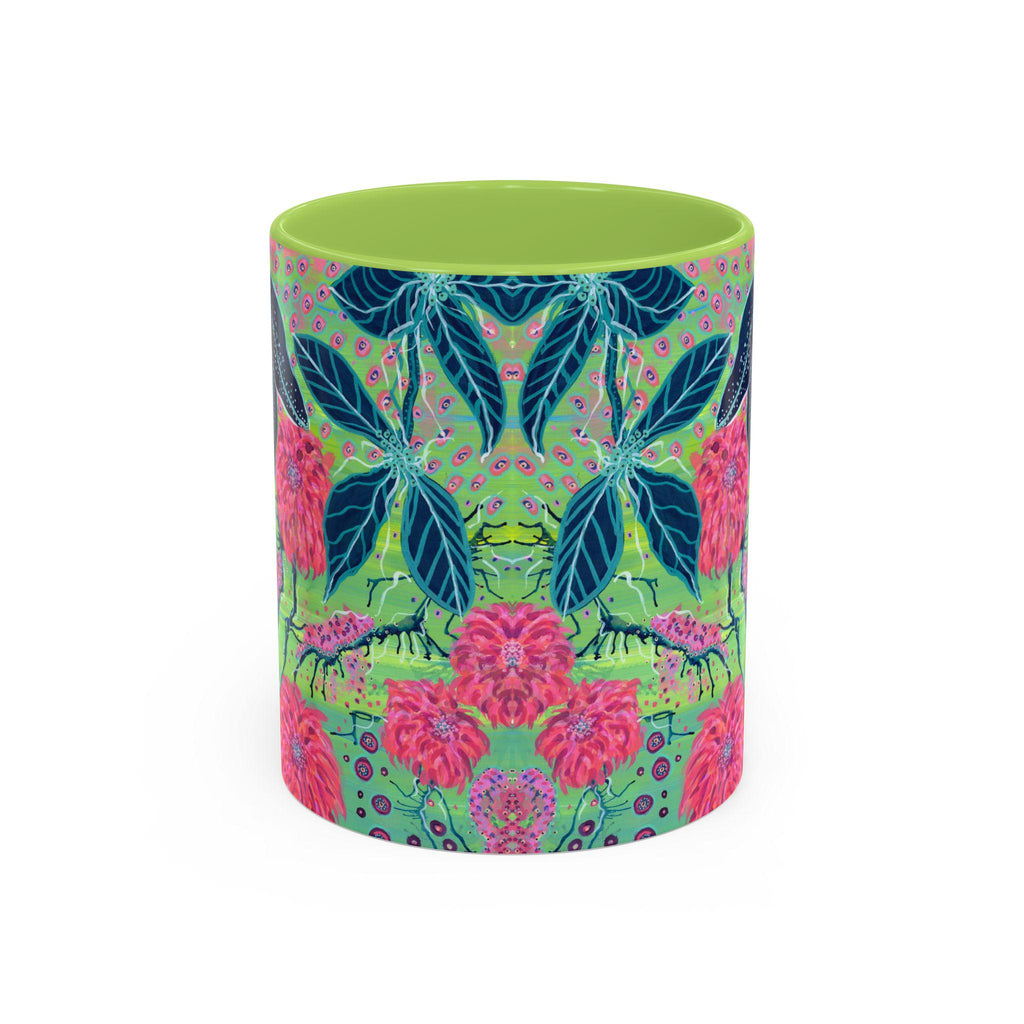 Pink Dahlia Abstract Art Mug | Floral Accent Coffee Mug (11oz)
