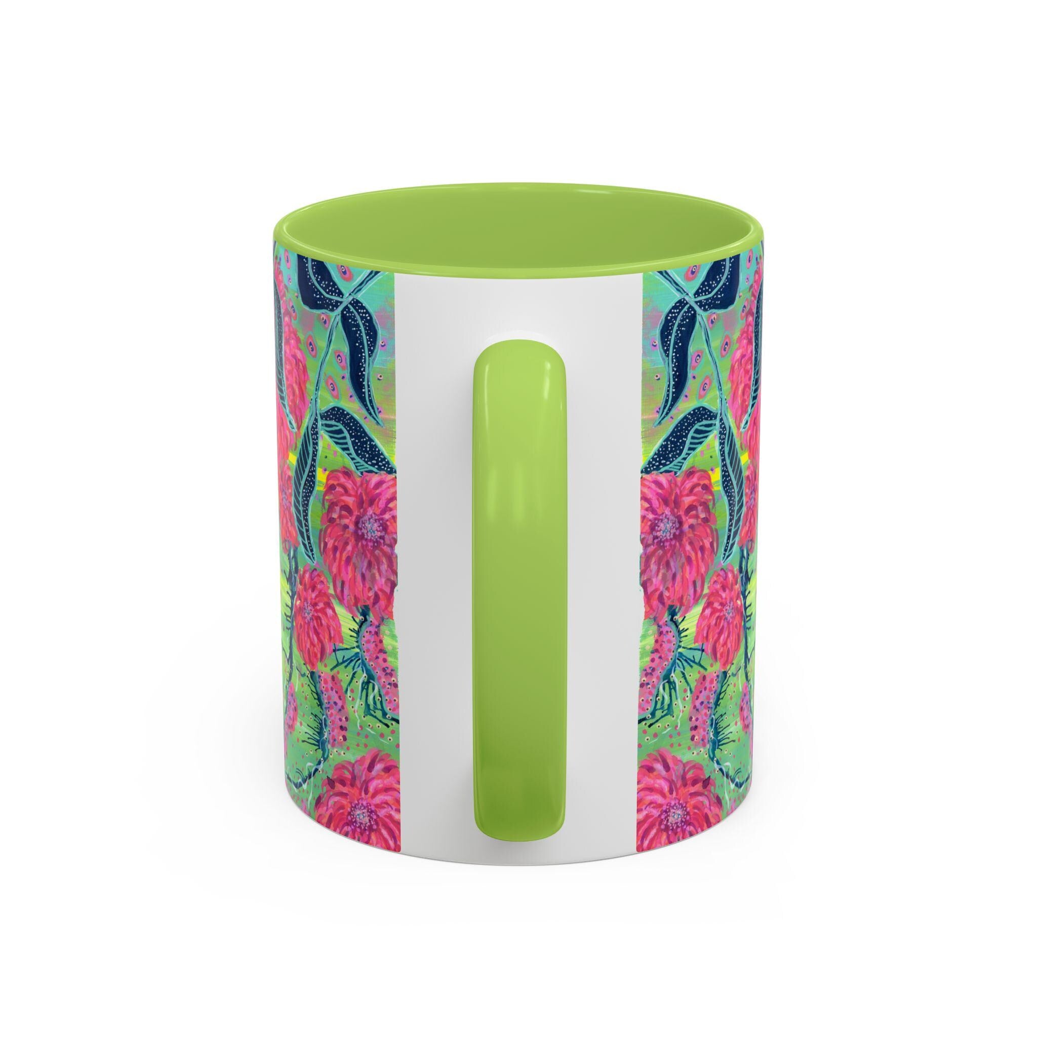 Pink Dahlia Abstract Art Mug | Floral Accent Coffee Mug (11oz)