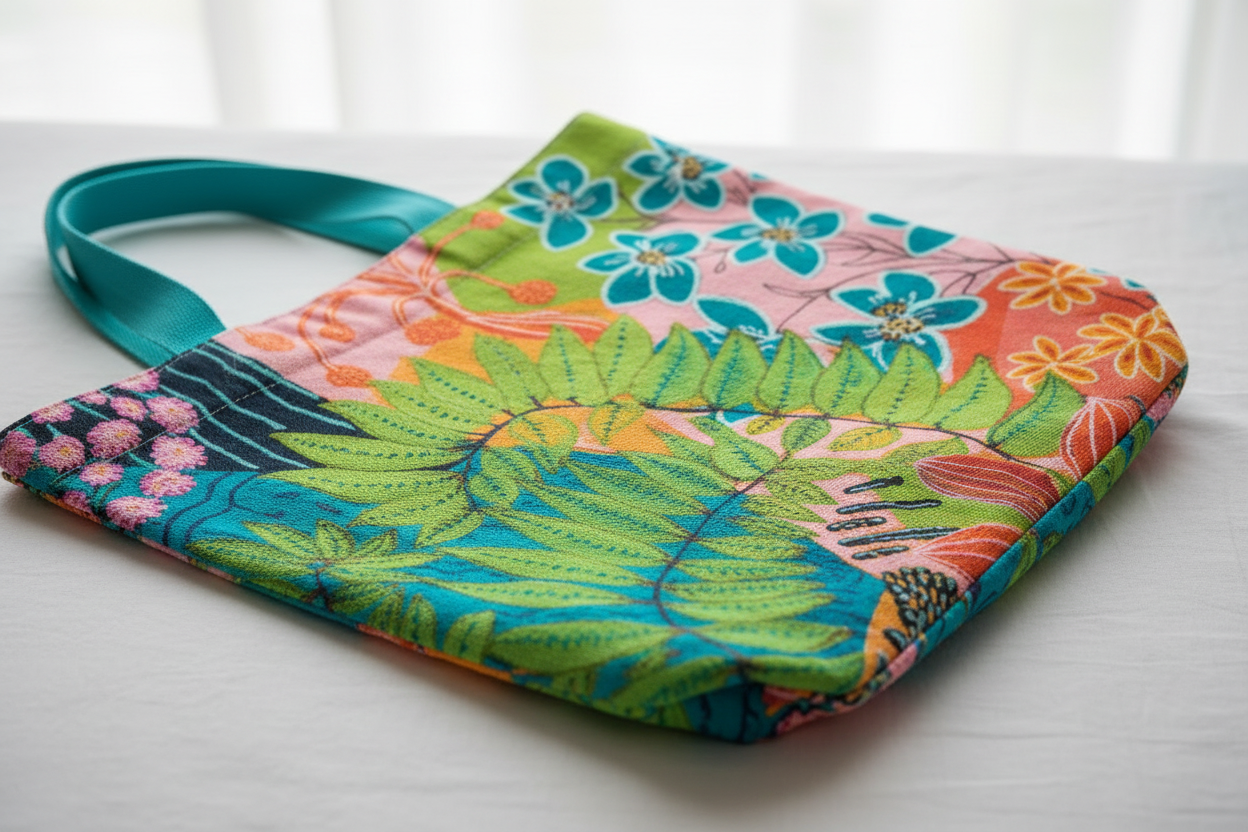 Close-up detail of Summer Awakening tote bag pattern