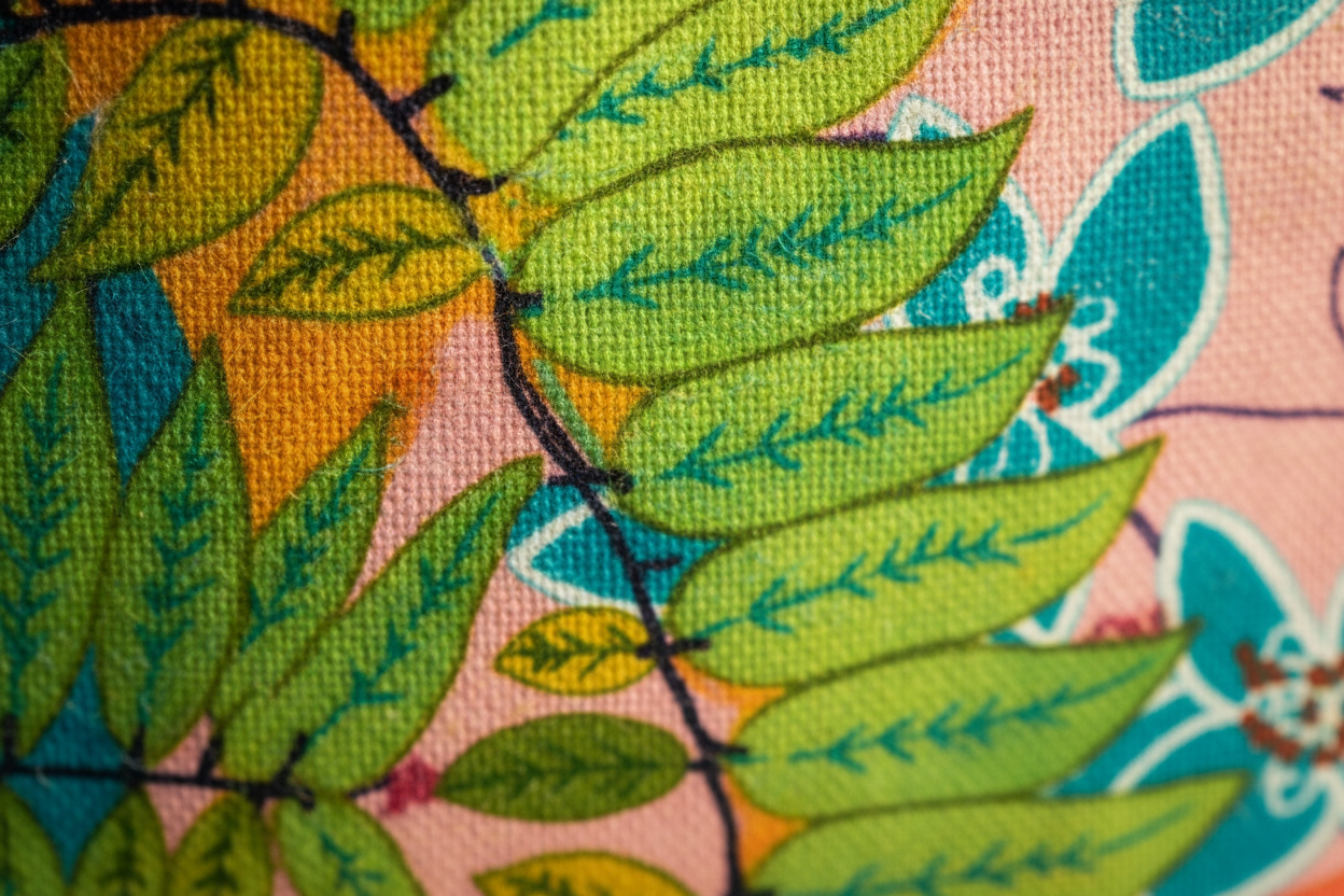 Extreme close-up detail of Summer Awakening tote fabric
