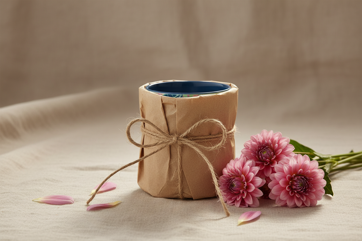Premium gift presentation with Radiant Dahlia mug