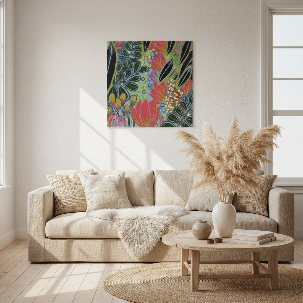 Electric Bloom Botanical Art Print | Large Format Wall Art | 60cm Fine Art Print