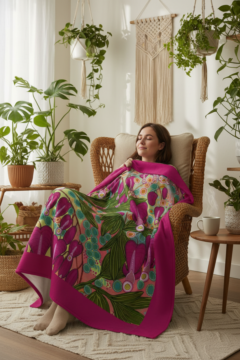 Double Luxurious Blanket - Bleeding Hearts Abstract Design