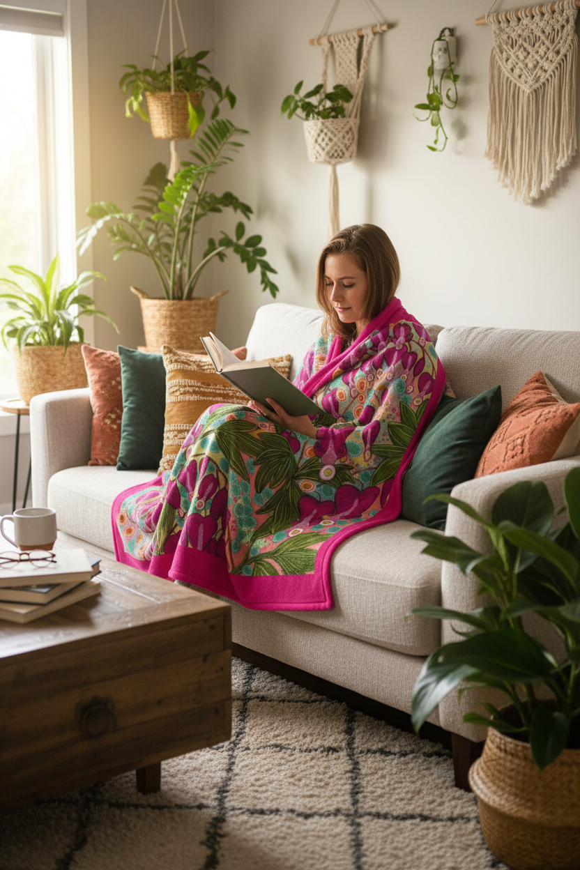 Small Luxurious Blanket _ Bleeding Hearts Abstract Design