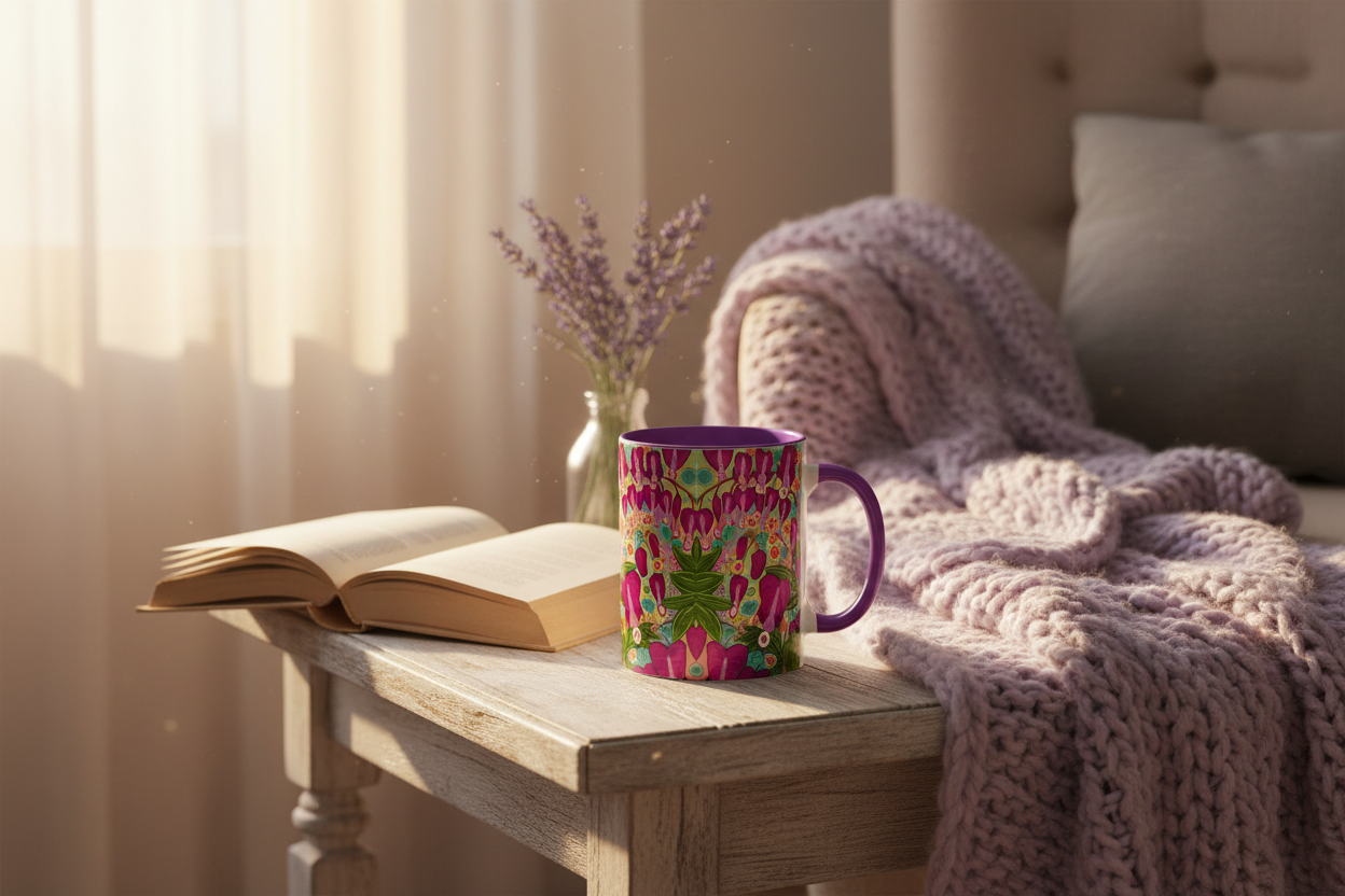 Purple bleeding hearts mug