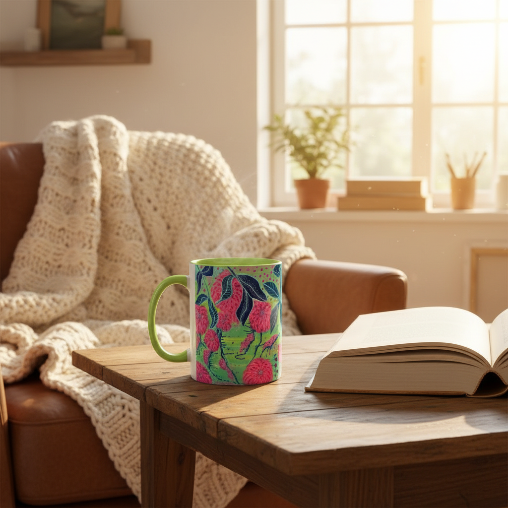 Reading nook with blue interior mug