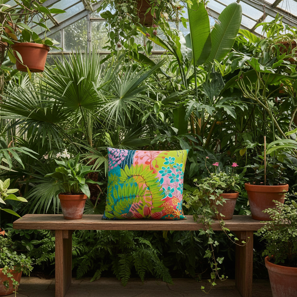 Summer Awakening Cushion Cover | Botanical Print | Cotton Linen | UK Made